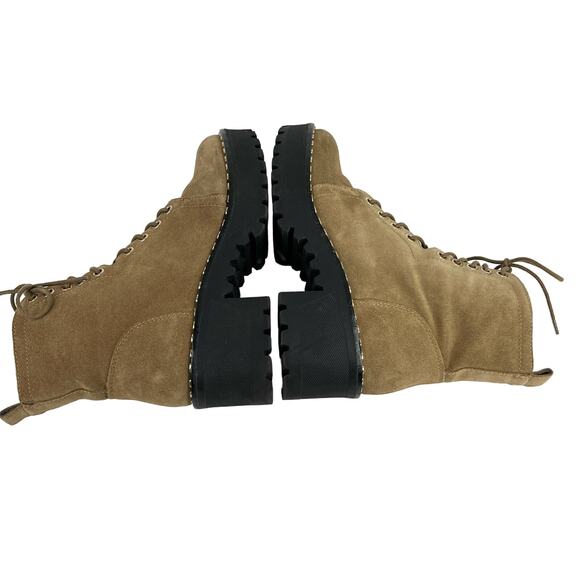 Vince Camuto Mecale Studded Combat Hiking Boot Suede Tan 8M - Picture 9 of 14